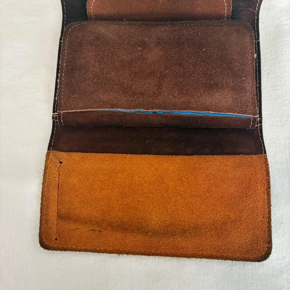 Vintage Brazilian Leather Envelope Wallet Brown Soft Snap Minimalist Unisex Y2K‎